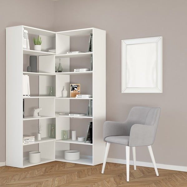 Бял ъглов шкаф за книги Twin, височина 179 cm - Homemania-image-1