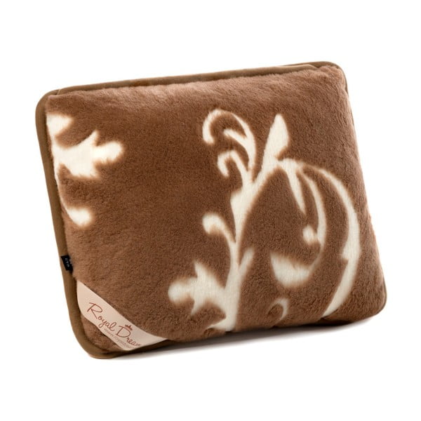 Hnědý vlněný polštář z velbloudí vlny Royal Dream Cappucino and Chocolate, 50 x 60 cm