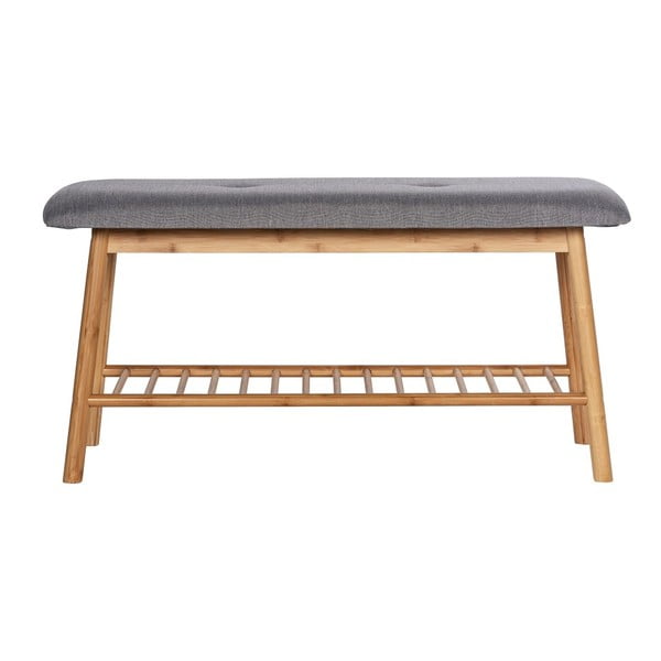 Сива/кафява бамбукова стойка за обувки за сядане Bahari – Wenko-image-2