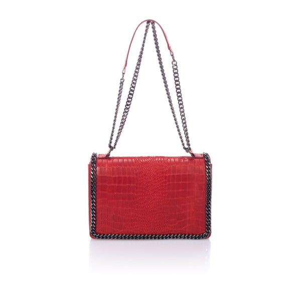 Červená kožená kabelka Lisa Minardi Ludisia