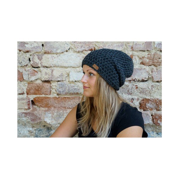 Тъмно сива ръчно плетена нощна шапка - DOKE-image-4