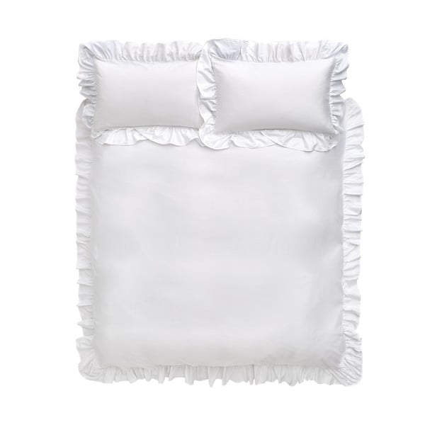 Бяло памучно спално бельо Frill, 135 x 200 cm - Bianca
