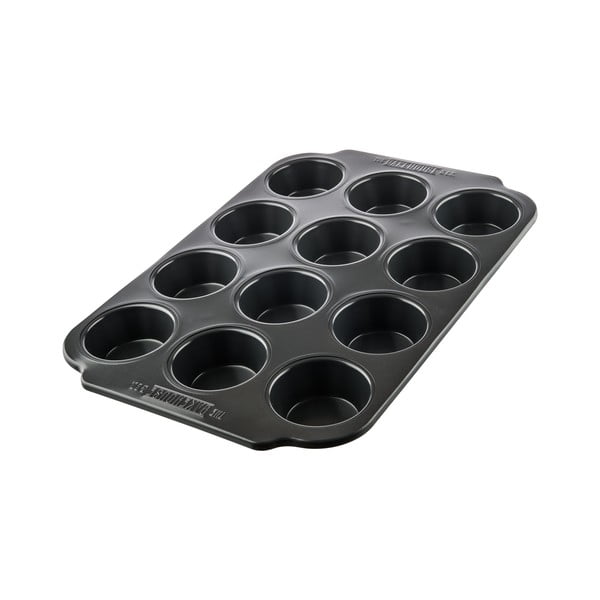Черна форма за мъфини за 12 мъфина с незалепваща повърхност Bakehouse Pan - BAKEHOUSE