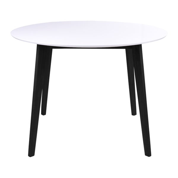 Трапезна маса с бял плот и черни крака от каучуково дърво , ⌀ 105 cm Vojens - House Nordic