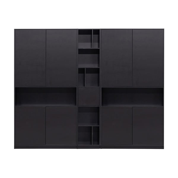 Черна модулна библиотека от масивен бор 260x210 cm Finca – WOOOD