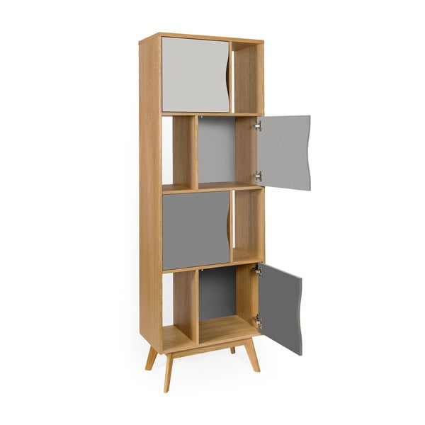 Сив шкаф за книги в дъб 65x191 cm Avon - Woodman-image-4