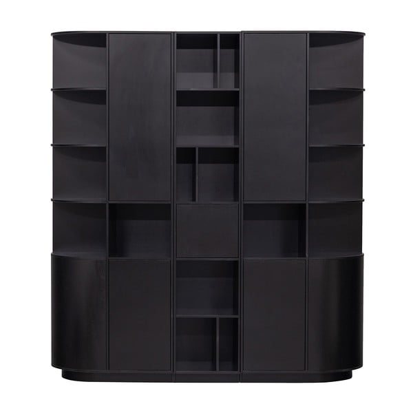 Черна модулна библиотека от масивен бор 196x210 cm Finca – WOOOD