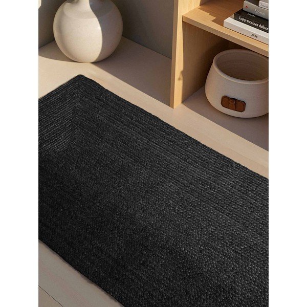 Черна двустранна/ръчно изработена ютена пътека 80x200 cm Juno – Hanse Home-image-2