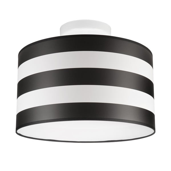 Черно-бяла лампа за таван с текстилен абажур ø 35 cm Print - LAMKUR