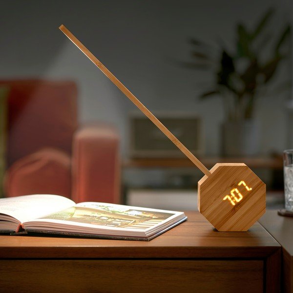 Бамбукова LED настолна лампа в естествен цвят (височина 39,5 cm) Octagon One – Gingko-image-1