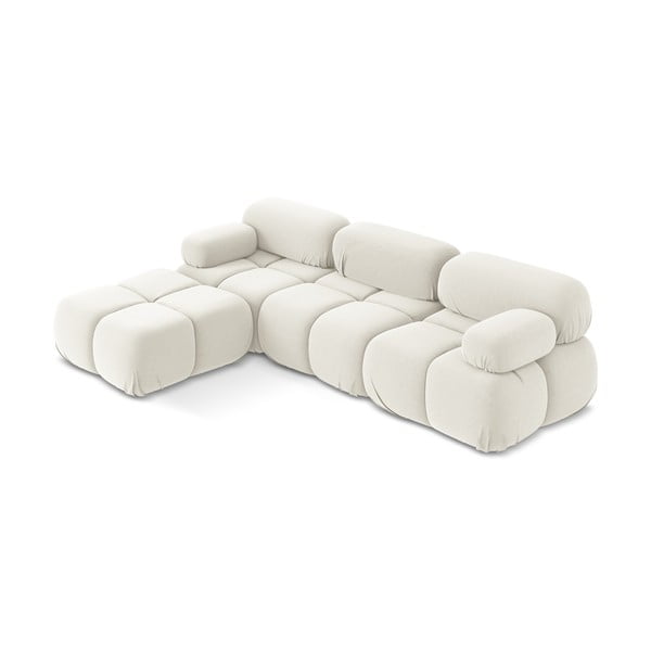 Бял кадифен модулен ъглов диван Lokua – Makamii-image-2