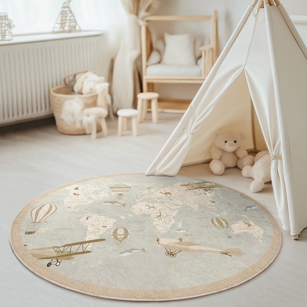 Детско килимче за игра подходящо за пране ø100 cm Vintage World – Mila Home-image-1