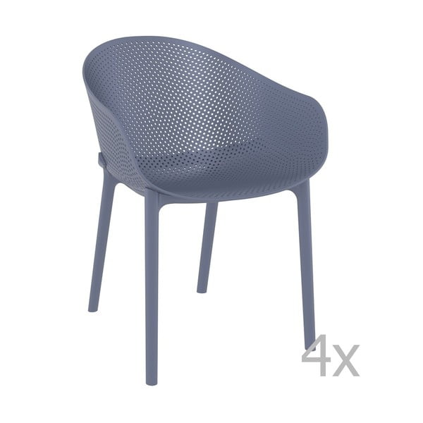 Комплект от 4 синьо-сиви градински стола Sky - Resol