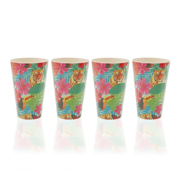 Комплект от 4 цветни бамбукови чаши Jungle - Versa