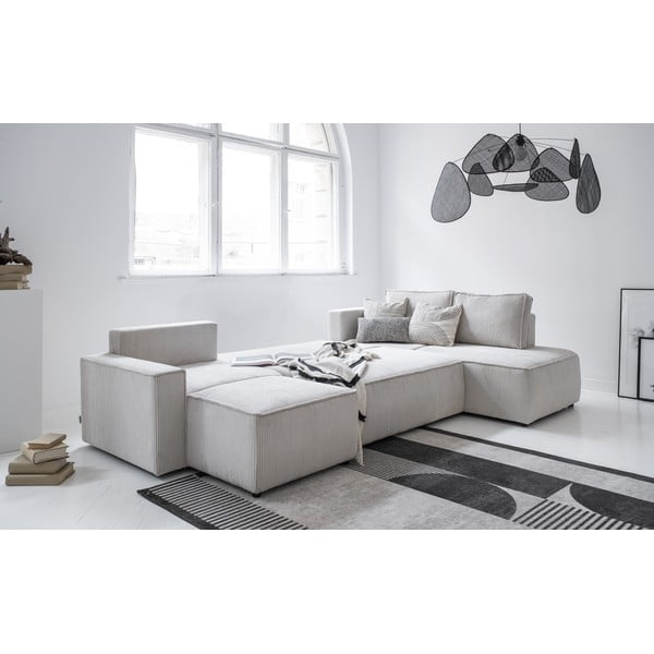 Бял разтегателен ъглов диван от рипсено кадифе (десен ъгъл/"U" форма) Brave Dave – Miuform-image-3