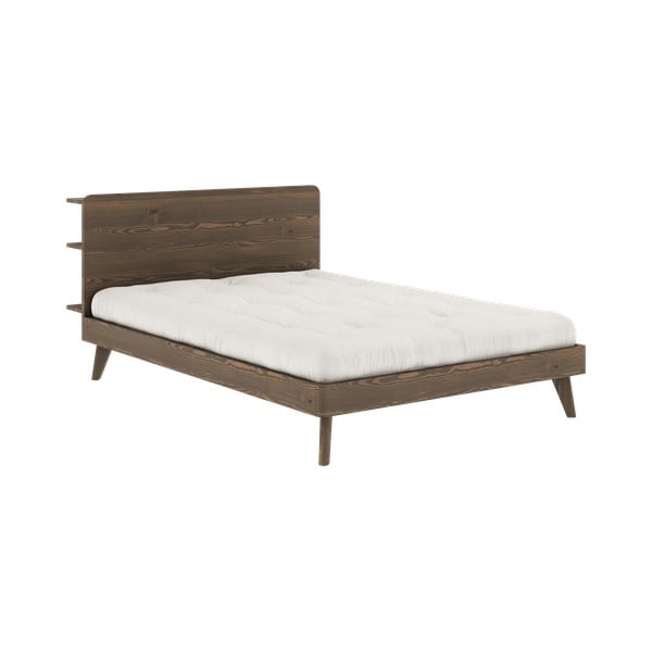 Кафяво борово двойно легло с решетка 140x200 cm Retreat - Karup Design