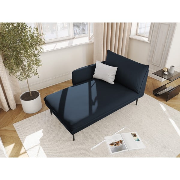 Тъмносиньо кадифено кресло за отдих (ляв ъгъл) Vienna - Cosmopolitan Design-image-4