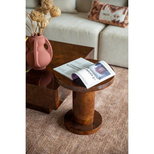 Кръгла странична масичка от декор от орех ø 46 cm Quinn – Dutchbone-image-1