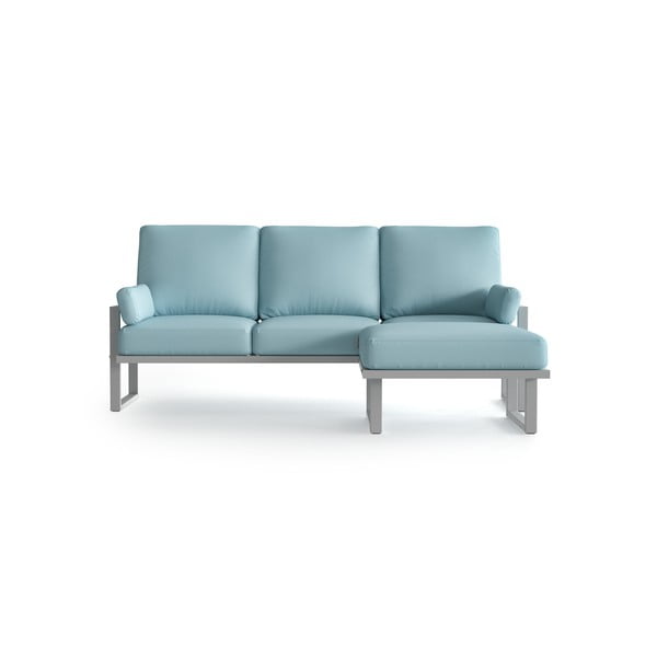 Светлосин ъглов диван с подвижна подложка за крака и светлосини крака - Marie Claire Home