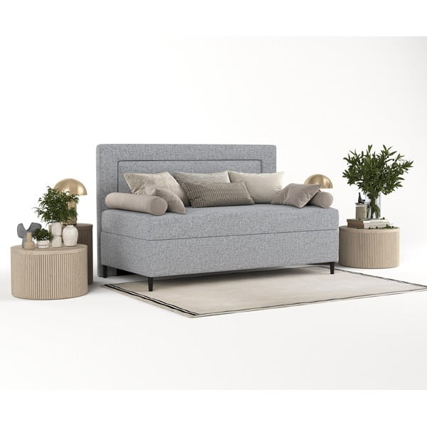 Сиво тапицирано единично легло 90x200 cm Alba – Maison de Rêve-image-2