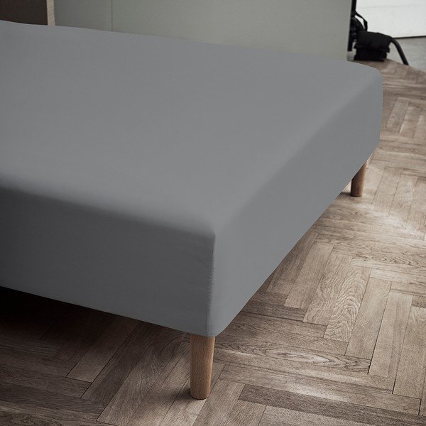 Сив чаршаф от памучен перкал 90x200 cm Percale - JUNA-image-1