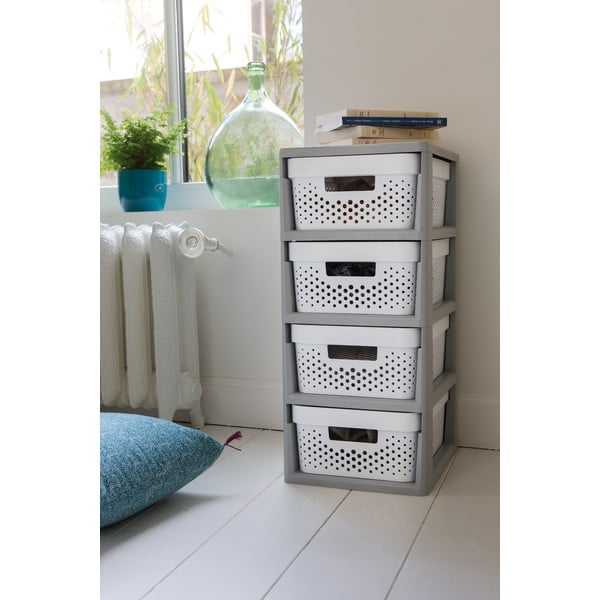 Пластмасовa подвижнa етажерка в бяло и сиво 29,5x65,5 cm Infinity – Curver-image-2