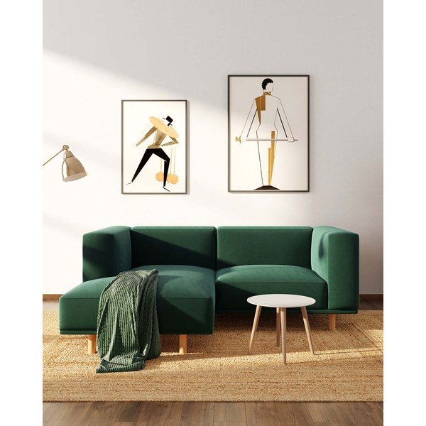 Тъмнозелен ъглов диван от кадифе (ляв ъгъл) Kukumo - Ame Yens-image-1