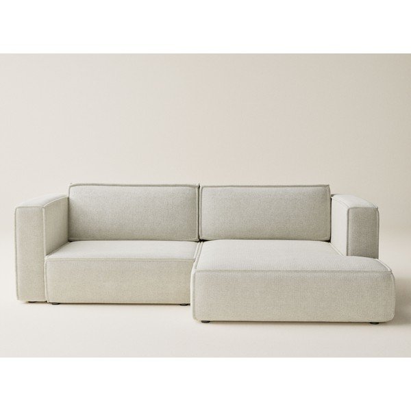 Кремав шенилов сгъваем/с място за съхранение ъглов диван (десен ъгъл) Velto – Maison de Rêve-image-2