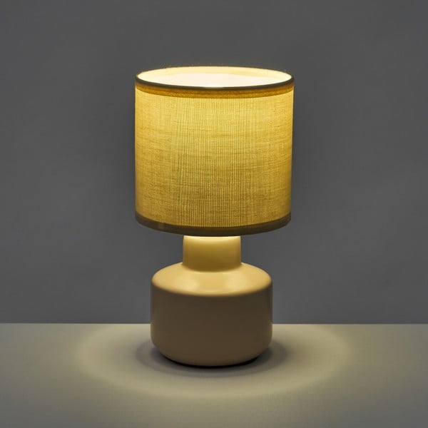 Бежова керамична настолна лампа с текстилен абажур (височина 22 cm) - Casa Selección-image-1