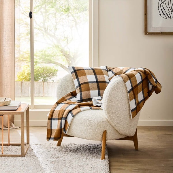 Кафяво одеяло от шерпа 125x150 cm Ecossais – douceur d'intérieur-image-2