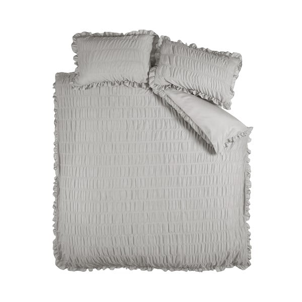 Сиво двойно  крепово спално бельо 200x200 cm Seersucker Frill – Catherine Lansfield