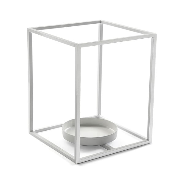 Bílý svícen VERSA Cube, výška 20 cm