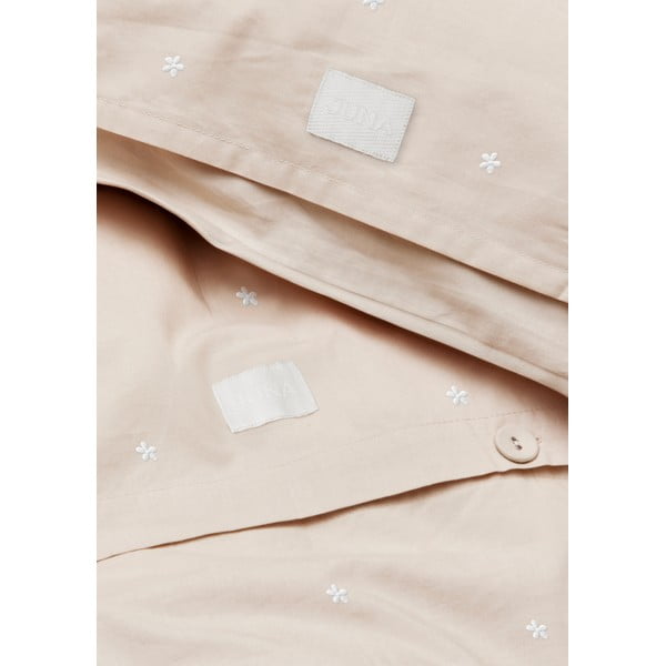 Бежово единично  спално бельо от памук перкал 140x200 cm Daisy – JUNA-image-3