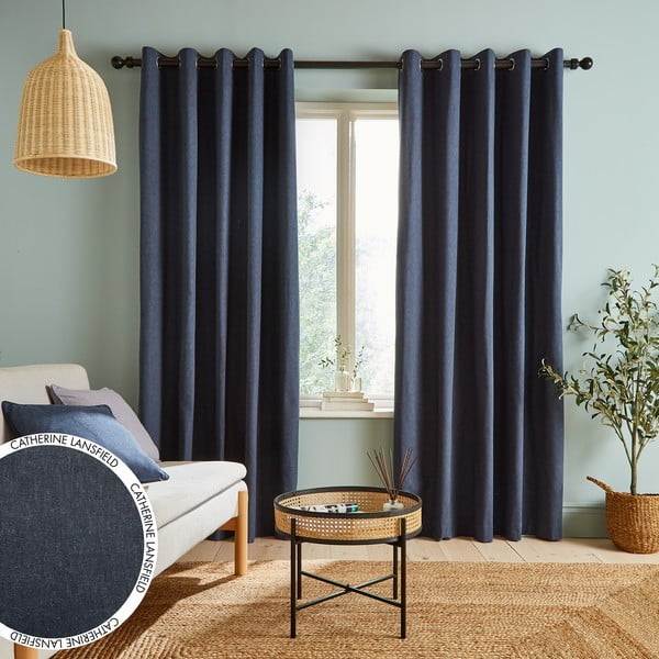 Сини завеси в комплект от 2 броя 183x168 cm Chambray - Catherine Lansfield-image-2