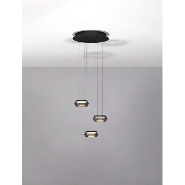 Матово черно стъклено LED затъмняващо се висящо осветително тяло ø 35 cm Jailyn – Nova Luce-image-4