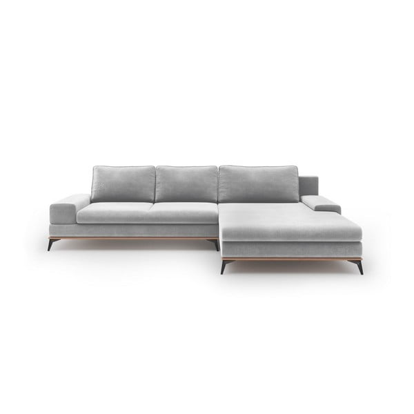 Светлосив ъглов диван с кадифена тапицерия Astre, десен ъгъл - Windsor & Co Sofas