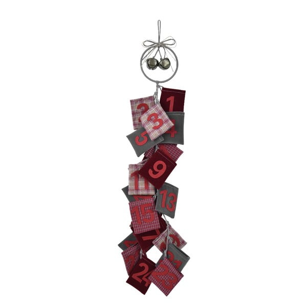 Червен висящ адвентен календар от вълна Адвент, височина 77 см - Ego Dekor