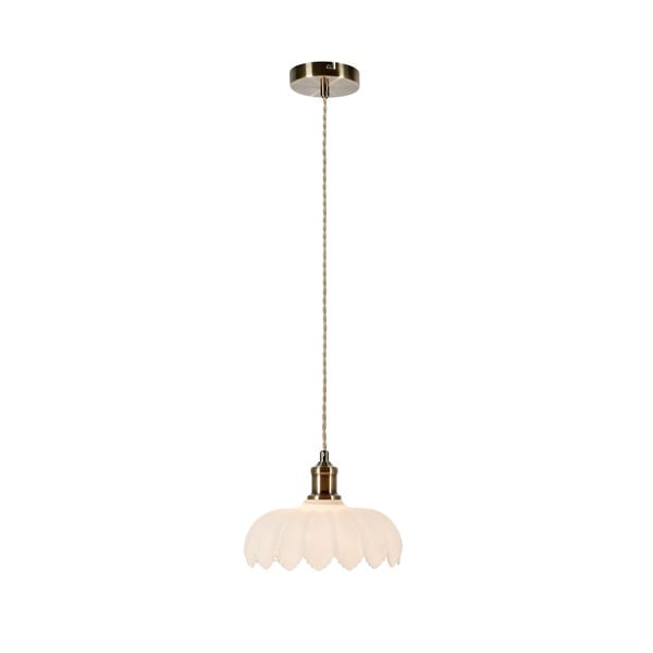 Висящо осветително тяло със стъклен абажур в бял и месингов цвят  ø 25,5 cm Kurage – Markslöjd