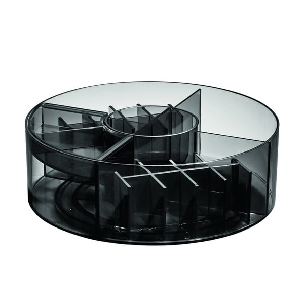 Матов черен органайзер за козметика за баня от рециклирана пластмаса Cosmetic Carousel - iDesign