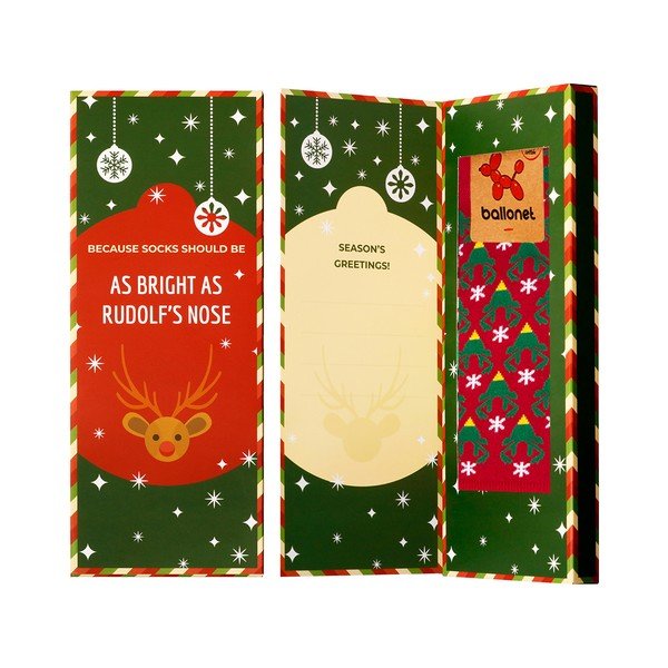 Чорапи в подаръчна опаковка Чорапи Card with Caribou, размер 36 - 40 Season's Greetings - Ballonet Socks-image-1