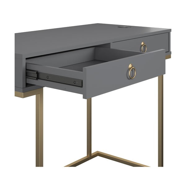 Сива работна маса Camila - CosmoLiving by Cosmopolitan-image-2
