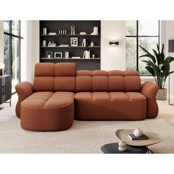 Теракотен кадифен разтегателен ъглов диван с място за съхранение (ляв ъгъл) Beneth – ELTAP-image-1