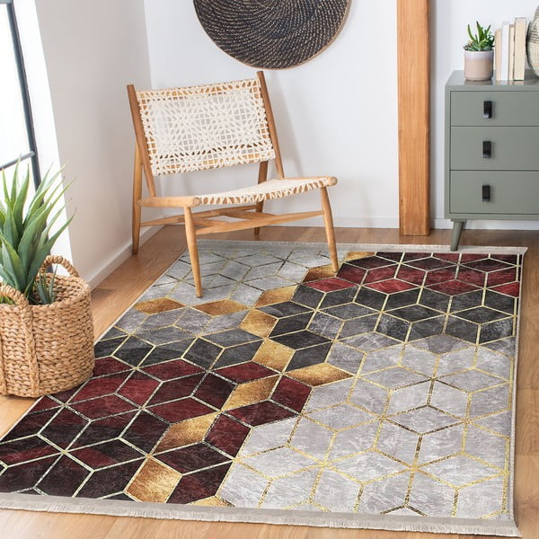 Сиво-винен миещ се килим 160x230 cm - Mila Home-image-2