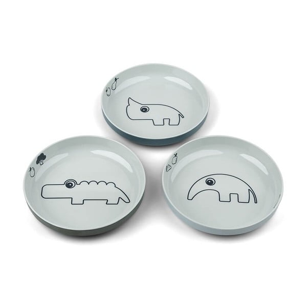 Сини детски чинии в комплект от 3 бр. ø 18,5 cm Yummy - Done by Deer