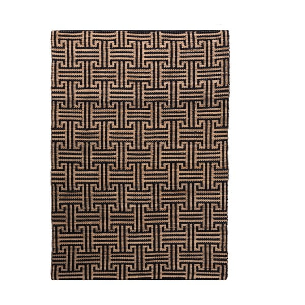 Черен/естествен ръчно изработен килим със смес от юта 120x170 cm Meander Jute – Flair Rugs