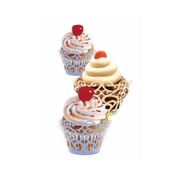 Sada 12 papírových košíčků na cupcaky Pink Lace-image-1