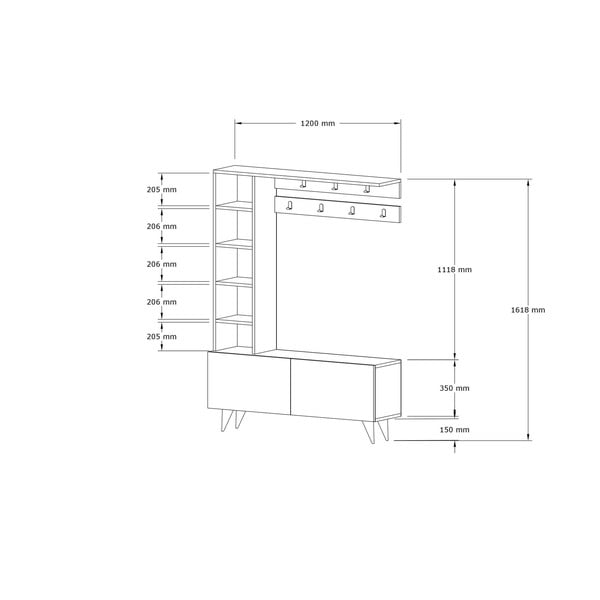 Комплект за коридор в декор от орех в естествен цвят Hale - Kalune Design-image-3