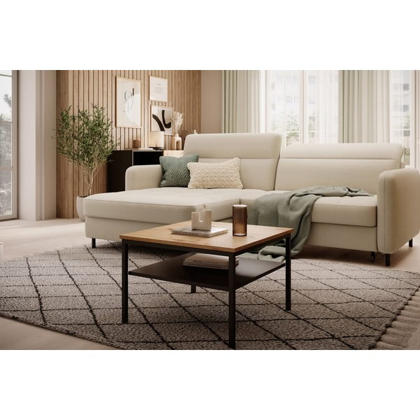 Бежов кадифен разтегателен ъглов диван с място за съхранение (ляв ъгъл) Gomsi – ELTAP-image-3