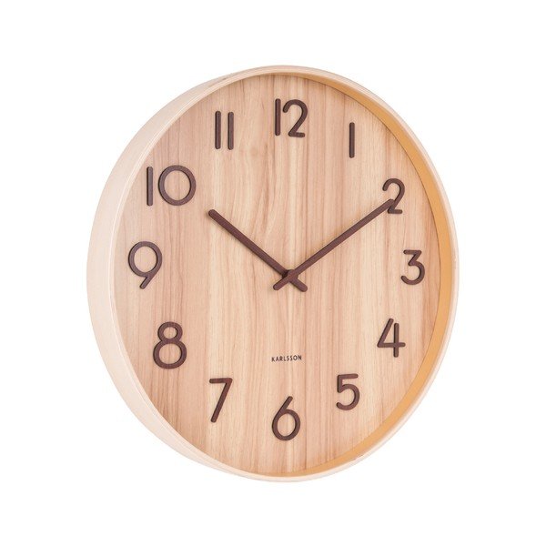 Светлокафяв стенен часовник, изработен от липово дърво Medium, ø 40 cm Pure - Karlsson-image-2