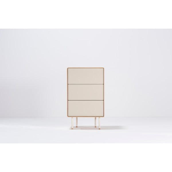 Бял/естествен висок скрин от масивен дъб 60x100 cm Fina – Gazzda-image-4